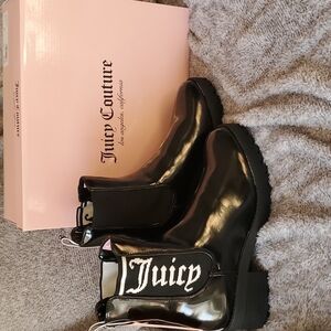 JUICY‎ COUTURE One-Up Womens Heeled Chelsea Boots sz 8.5 Steam Punk Y2K